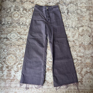 Zara Marine Straight Jeans 4 Purple Cropped Raw Hem High Rise Stretch